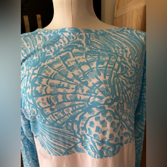 Lilly Pulitzer Succulent Blue Sea Cups Finn Top Size Medium - Picture 4 of 8